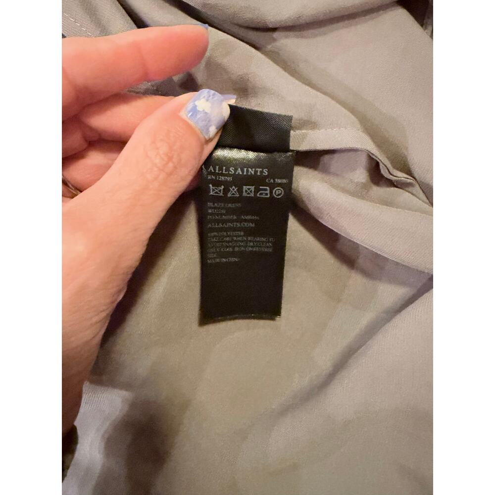 AllSaints Haze Dress Gray Satin Midi Asymmetrical Hem Japanese Cloth US 4 - Picture 10 of 12